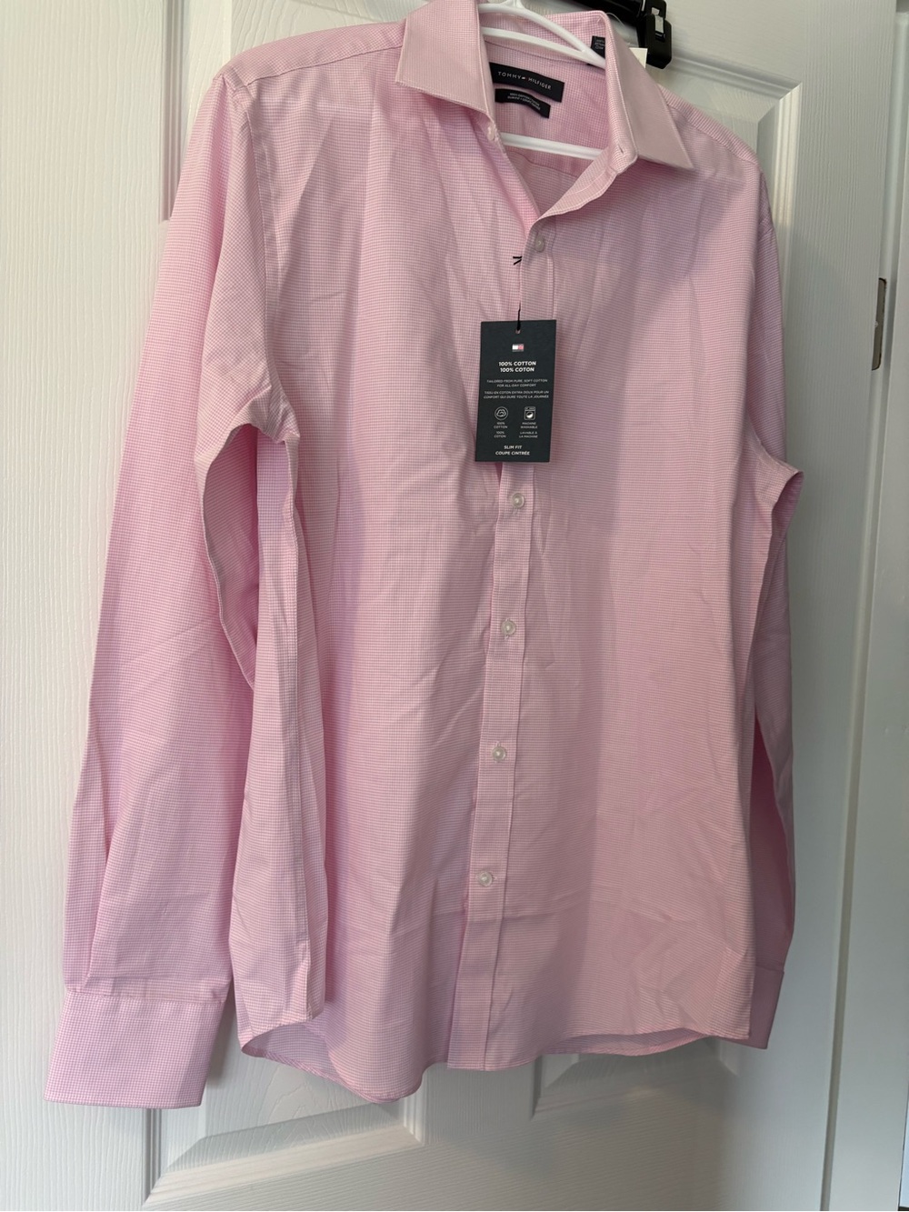 NWT -Tommy Hilfiger Light Pink Men's Long-Sleeve Dress Shirt